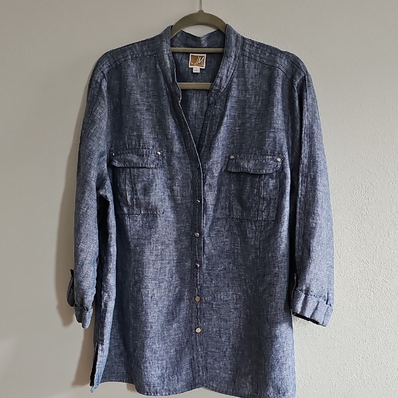 JM Collection Tops - JM Collection Denim-Style Top